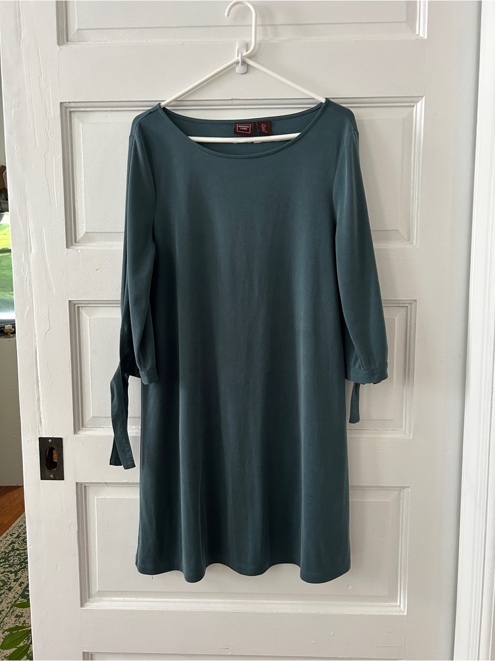Marina Luna Teal Tie-Sleeve Midi Dress